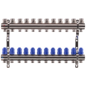 Коллекторный блок с термостатическими клапанами KOER KR.1100-12 1”x12 WAYS (KR2638) лучшая модель в Ивано-Франковске