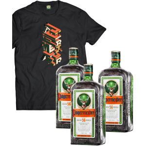 Лікер Jagermeister 0.7 л 35% 3 пляшки (+ексклюзивна футболка) (DESIGN 4) pS (4067700013018_K _S)