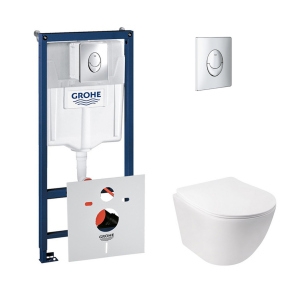 Набор инсталляция 4 в 1 Grohe Rapid SL 38721001 + унитаз с сиденьем Qtap Jay QT07335176W лучшая модель в Ивано-Франковске