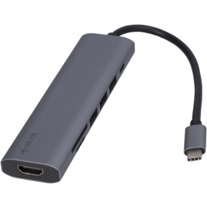 USB-хаб адаптер Ailink Aluminium 7 в 1 USB-C 4K HDMI 100W PD Reader Hub ТОП в Івано-Франківську