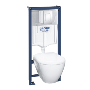 Комплект инсталляции GROHE SOLIDO кнопка хром унитаз GROHE с крышкой микролифт дюропласт 39186000