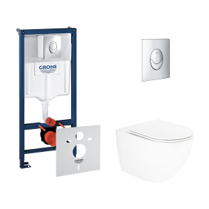 Набір інсталяція 4 в 1 Grohe Rapid SL 38721001 + унітаз із сидінням Qtap Robin QT13332141ERW краща модель в Івано-Франківську