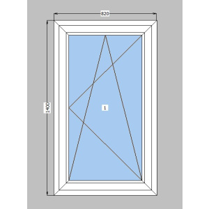 хорошая модель Окно металлопластиковое Rehau Synego 80 mm 1-створчатое поворотно-откидное, фурнитура Siegenia, 820х1400 мм, белое