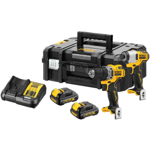 Набор из двух инструментов бесщеточных DeWalt 12 В XR Li-lon, 1.3 Ач, чемодан, 2 аккумулятора и зарядное устройство (DCK2110C2T) ТОП в Ивано-Франковске