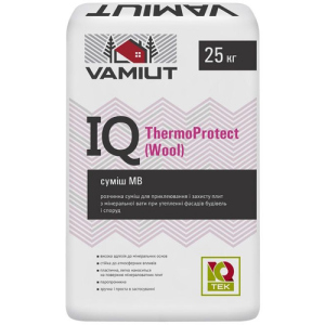 хороша модель Для приклеювання та армування МВ утеплювача Vamiut IQ ThermoProtect WOOL білий 25кг