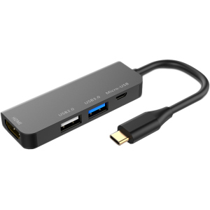 USB-хаб XoKo AC-400 Type-C to HDMI+USB 3.0+USB 2.0+Micro USB (XK-AC-400) в Ивано-Франковске