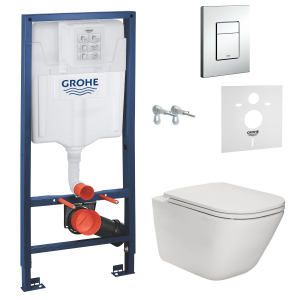 Інсталяція GROHE Rapid SL 38772001 із панеллю змиву Skate Cosmopolitan 38775001 + унітаз ROCA Gap Rimless A34H470000 із сидінням Slim Soft Close краща модель в Івано-Франківську