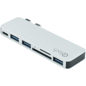 USB-хаб Qitech Aluminium Mini Type-C + Type-A + MicroSD + SD для Macbook Pro і Air Silver (QT-Hub4_sl) краща модель в Івано-Франківську