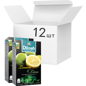 Упаковка чаю чорного пакетованого Dilmah Лимон та лайм 12 шт по 20 пакетиків (19312631142133) ТОП в Івано-Франківську