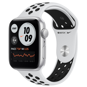Смарт-часы Apple Watch SE Nike GPS 44mm Silver Aluminum Case with Pure Platinum/Black Nike Sport Band (MYYH2UL/A) надійний