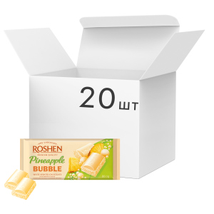 Упаковка шоколада Roshen со вкусом ананаса пористый белый 80 г х 20 шт (4823077627514) лучшая модель в Ивано-Франковске