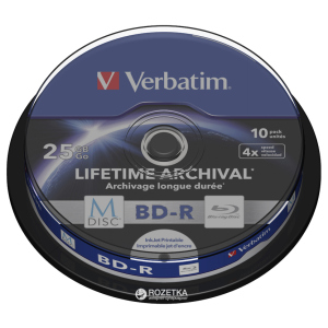 Verbatim M-Disc BD-R 25 GB 4x Cake 10 шт Printable (43825) краща модель в Івано-Франківську