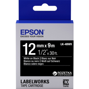 Картридж с лентой Epson LabelWorks LK4BWV 12 мм 9 м Black/White (C53S654009) надежный