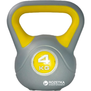 Гиря LiveUp Plastic Kettel Bell 4 кг Grey/Yellow (LS2047-4) ТОП в Ивано-Франковске