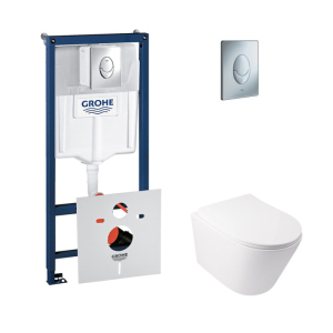 Набір інсталяція 4 в 1 Grohe Rapid SL 38721001 + унітаз з сидінням Qtap Swan QT16335178W краща модель в Івано-Франківську