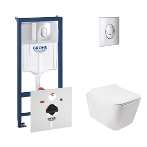 Набір інсталяція 4 в 1 Grohe Rapid SL 38721001 + унітаз з сидінням Qtap Crow QT05335170W краща модель в Івано-Франківську