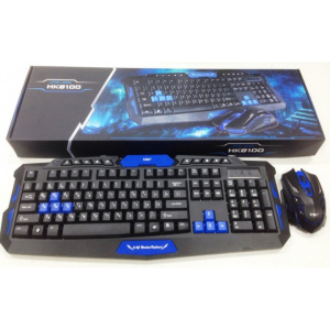 Комплект бездротової Bluetooth клавіатури з мишею Gaming HK-8100 Black&Blue краща модель в Івано-Франківську