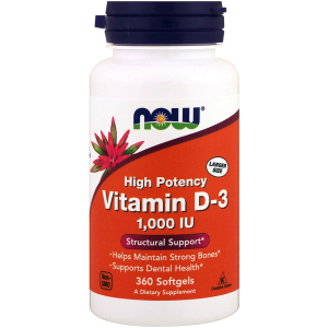 Витамины NOW Foods Vitamin D 3 1000 ME 360 капcул (733739003751)